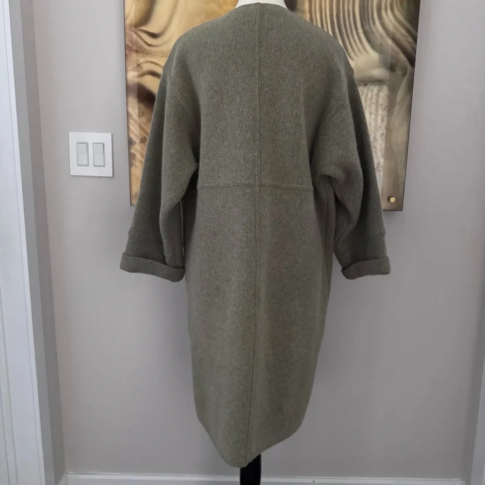 Rodier France Wool Angora Long Cardigan Jacket Green Grey S/M Relaxed Fit - Picture 11 of 12